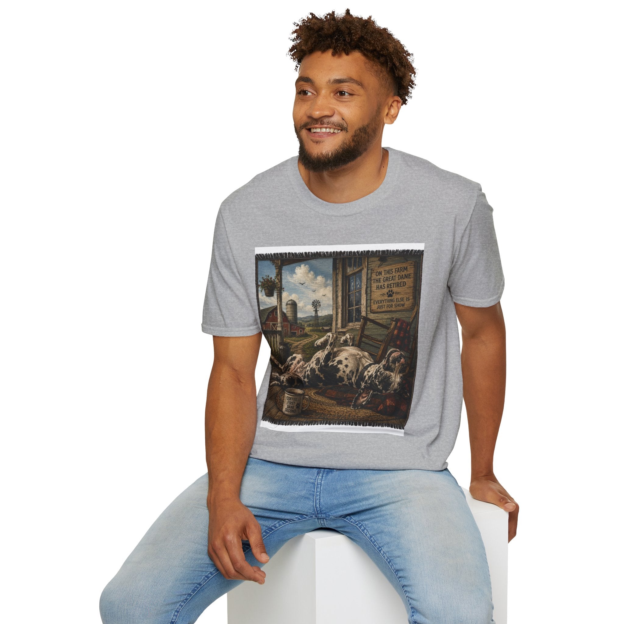 Great Dane Sleeping   Farmhouse Art T‑Shirt
