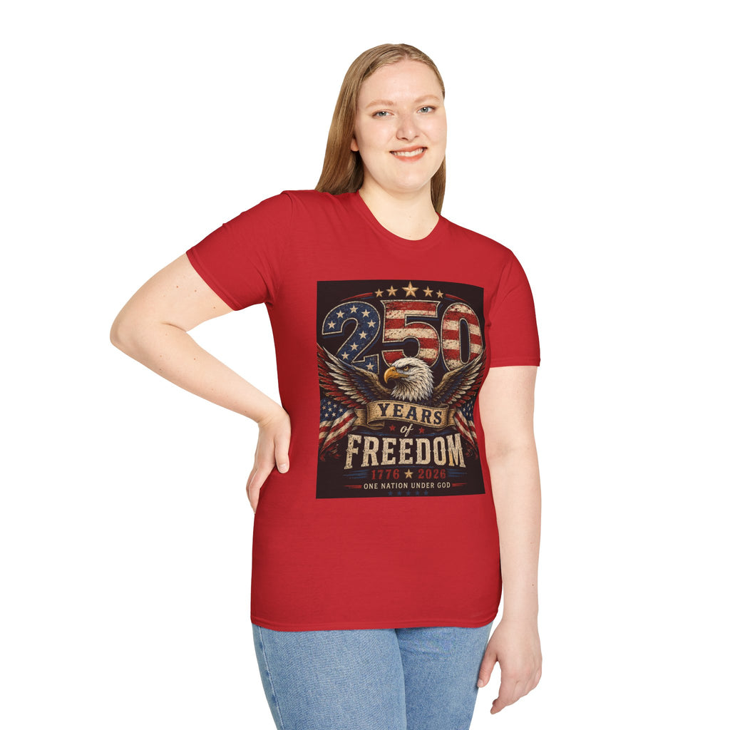 Patriotic 250 Years Freedom T-Shirt — American Flag Eagle Anniversary Tee