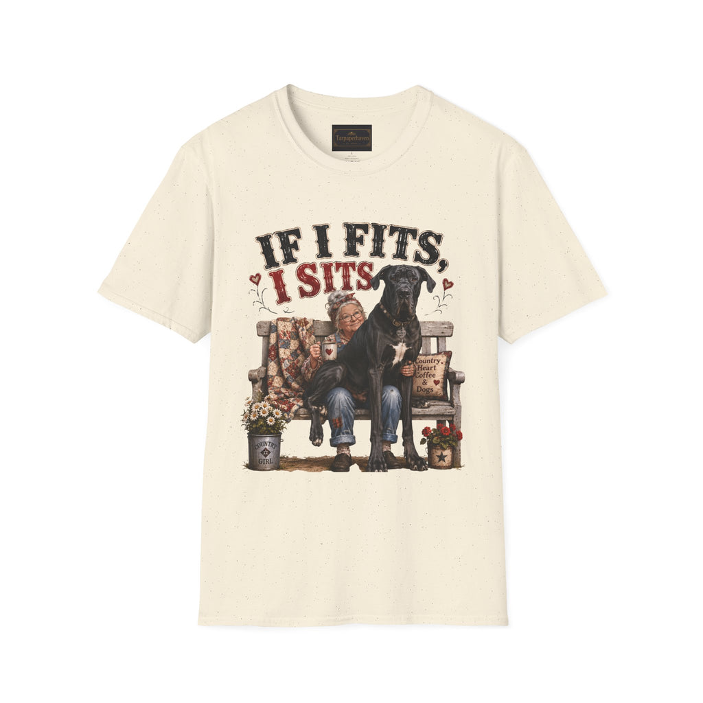 If I Fits, I Sits T-Shirt — Funny Great Dane Lover Graphic Tee