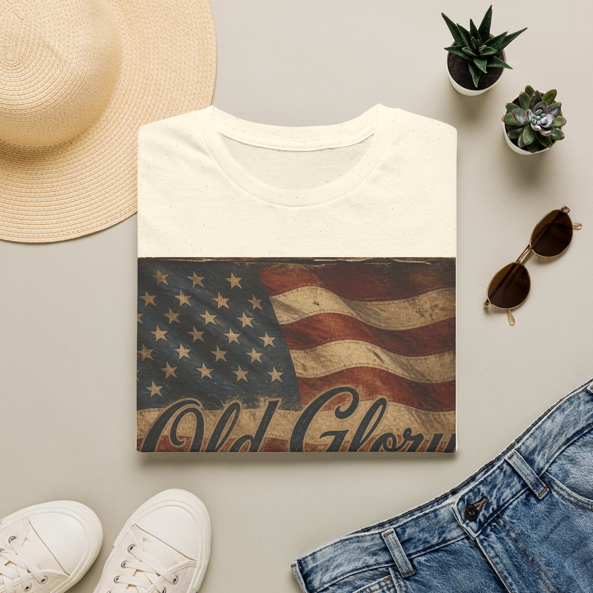 Old Glory Flag T-Shirt — 1776-2026 Vintage American Patriot Tee