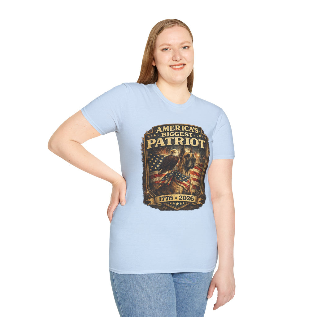Patriot T-Shirt — Great Dane 1776–2026 Vintage Eagle Flag Tee
