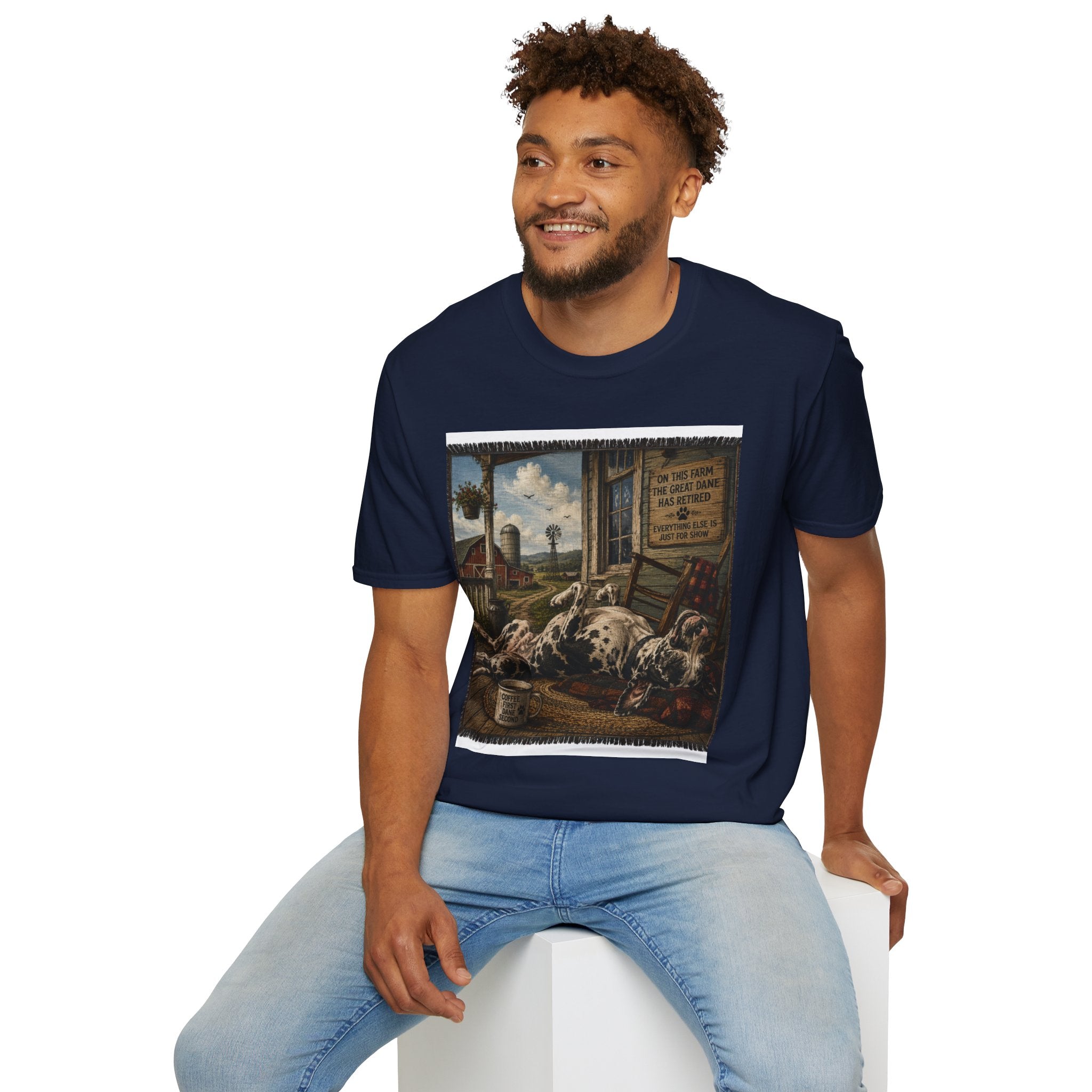 Great Dane Sleeping   Farmhouse Art T‑Shirt