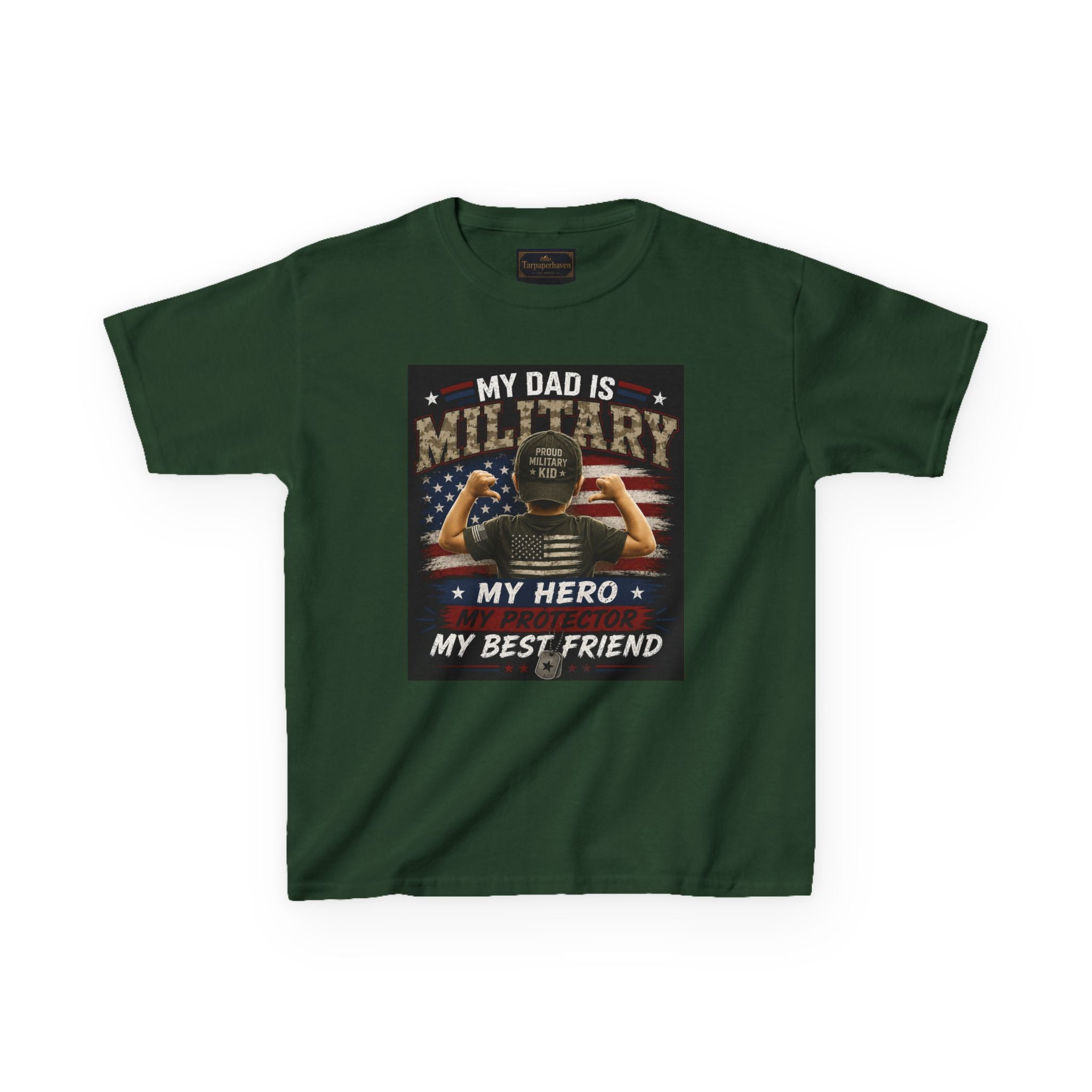 Kids Tee — "My Dad Is Military" Patriotic Hero Shirt