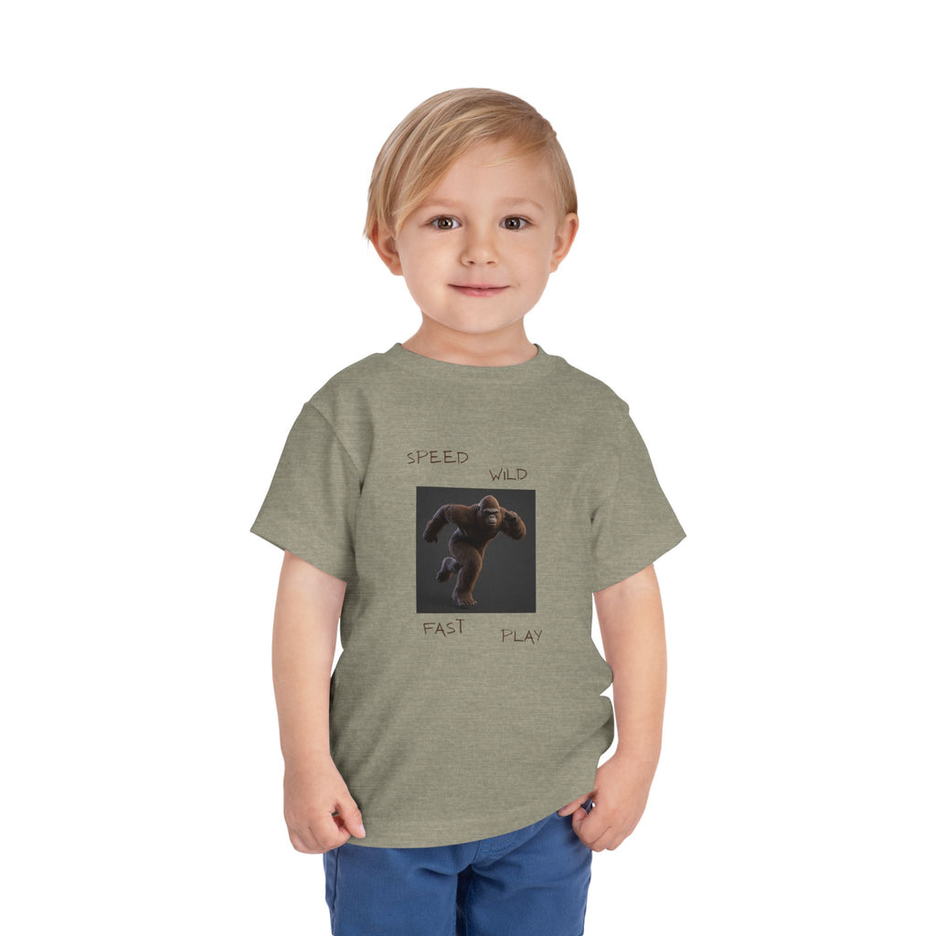 Toddler Tee — 'Speed Wild Fast Play' Running SasquatchGraphic