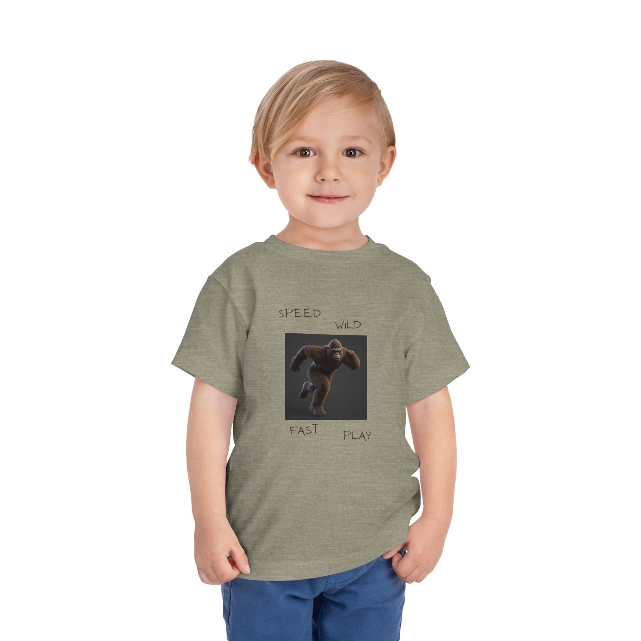 Toddler Tee — 'Speed Wild Fast Play' Running SasquatchGraphic