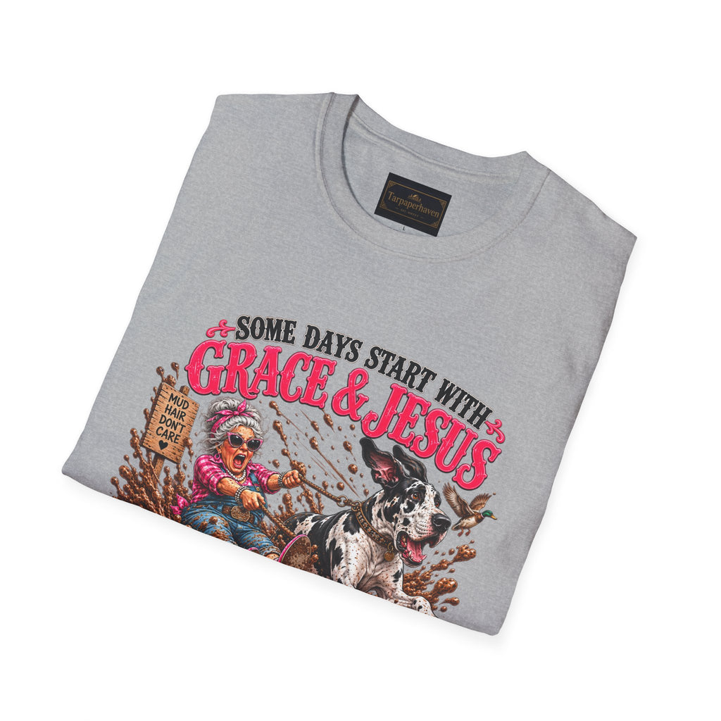 Great Dane Christian Mud Slide  Funny Graphic Tee