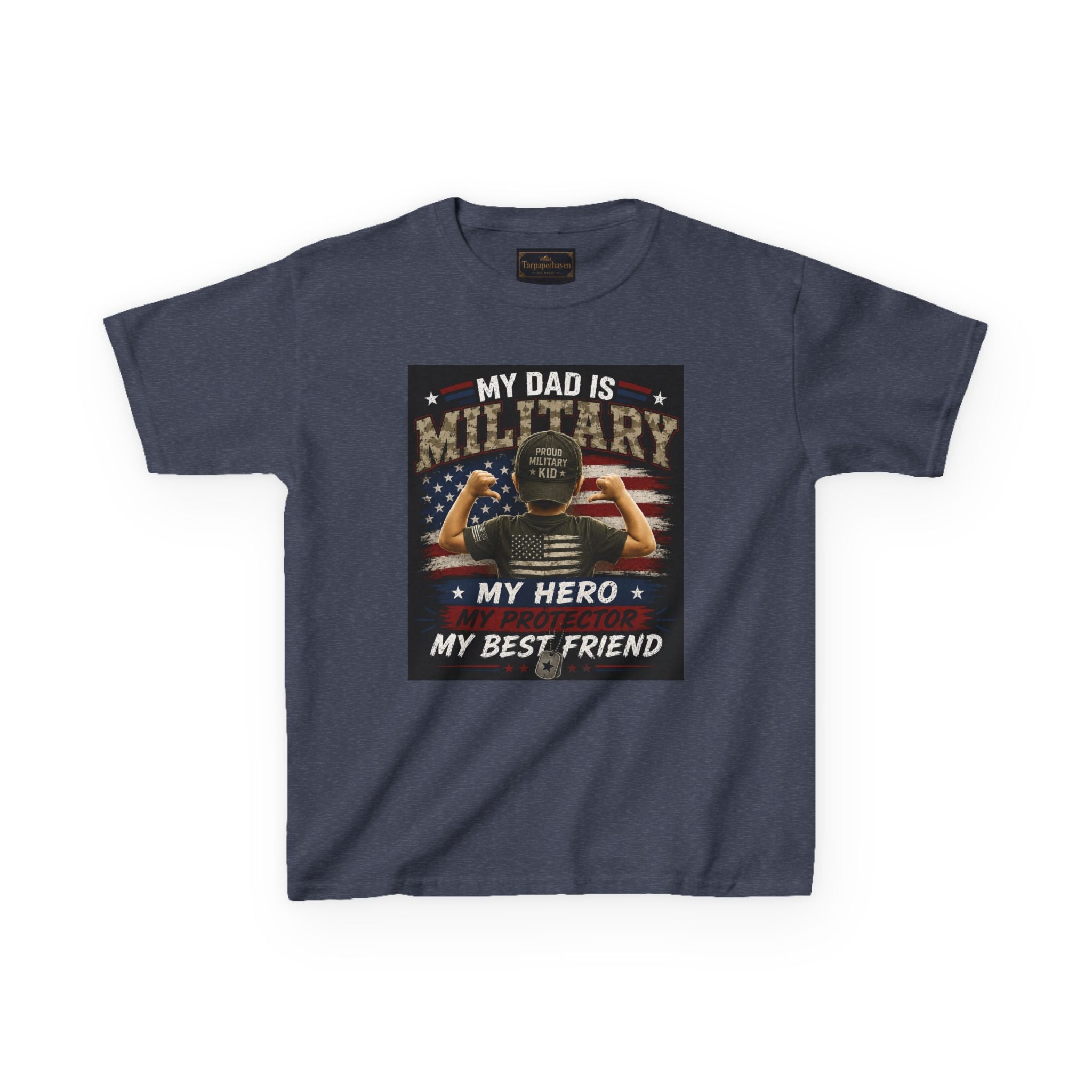 Kids Tee — "My Dad Is Military" Patriotic Hero Shirt
