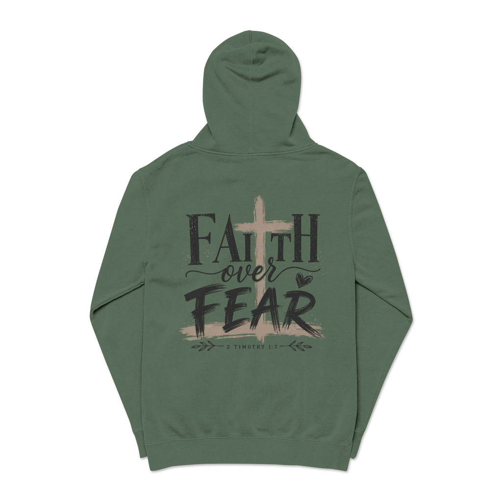 Faith Over Fear Hoodie — Pigment-Dyed Inspirational Pullover