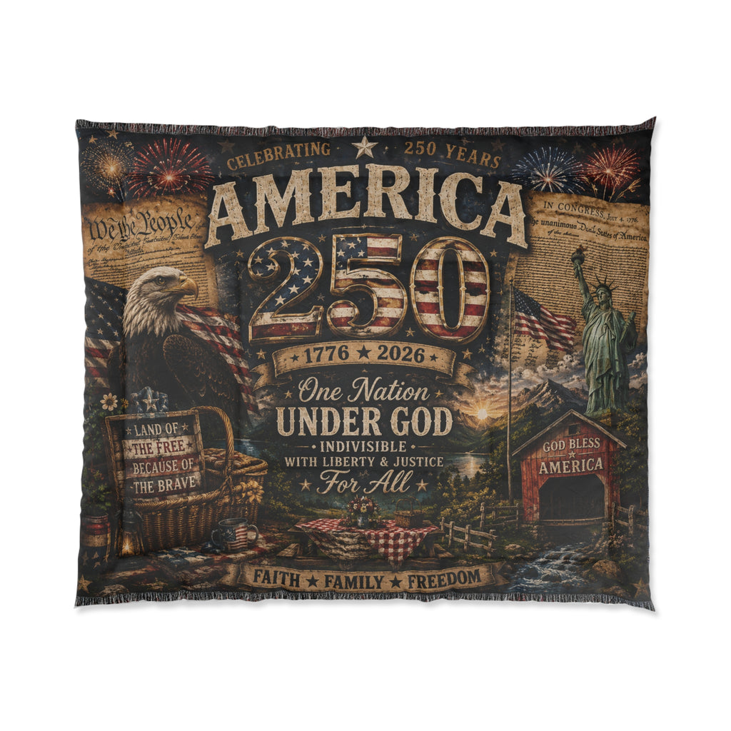 America 250 Comforter – One Nation Under God Patriotic Bedding (1776–2026)