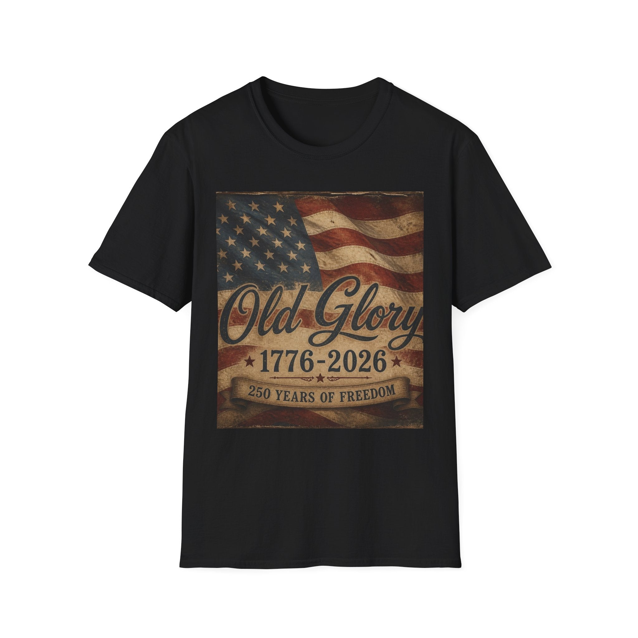 Old Glory Flag T-Shirt — 1776-2026 Vintage American Patriot Tee