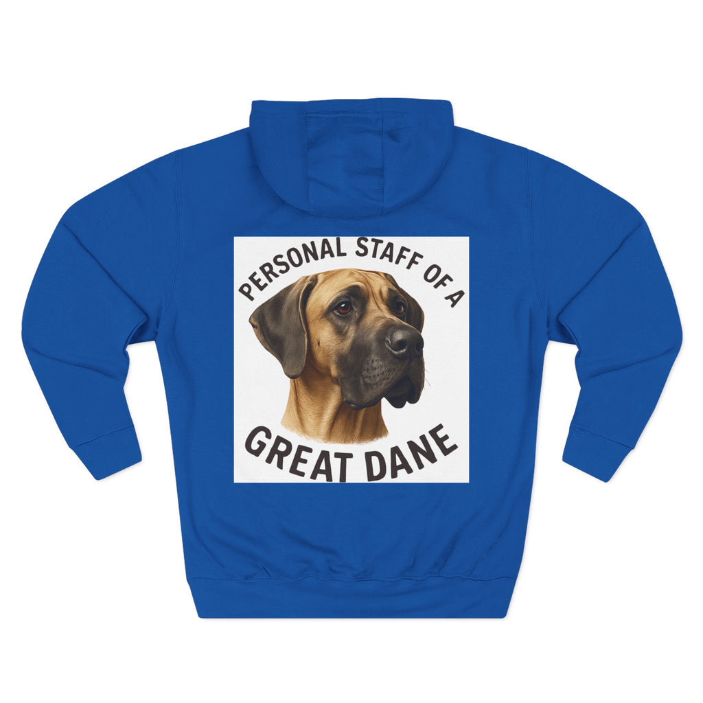 Great Dane Hoodie — "Personal Staff of a Great Dane" Fleece Pullover
