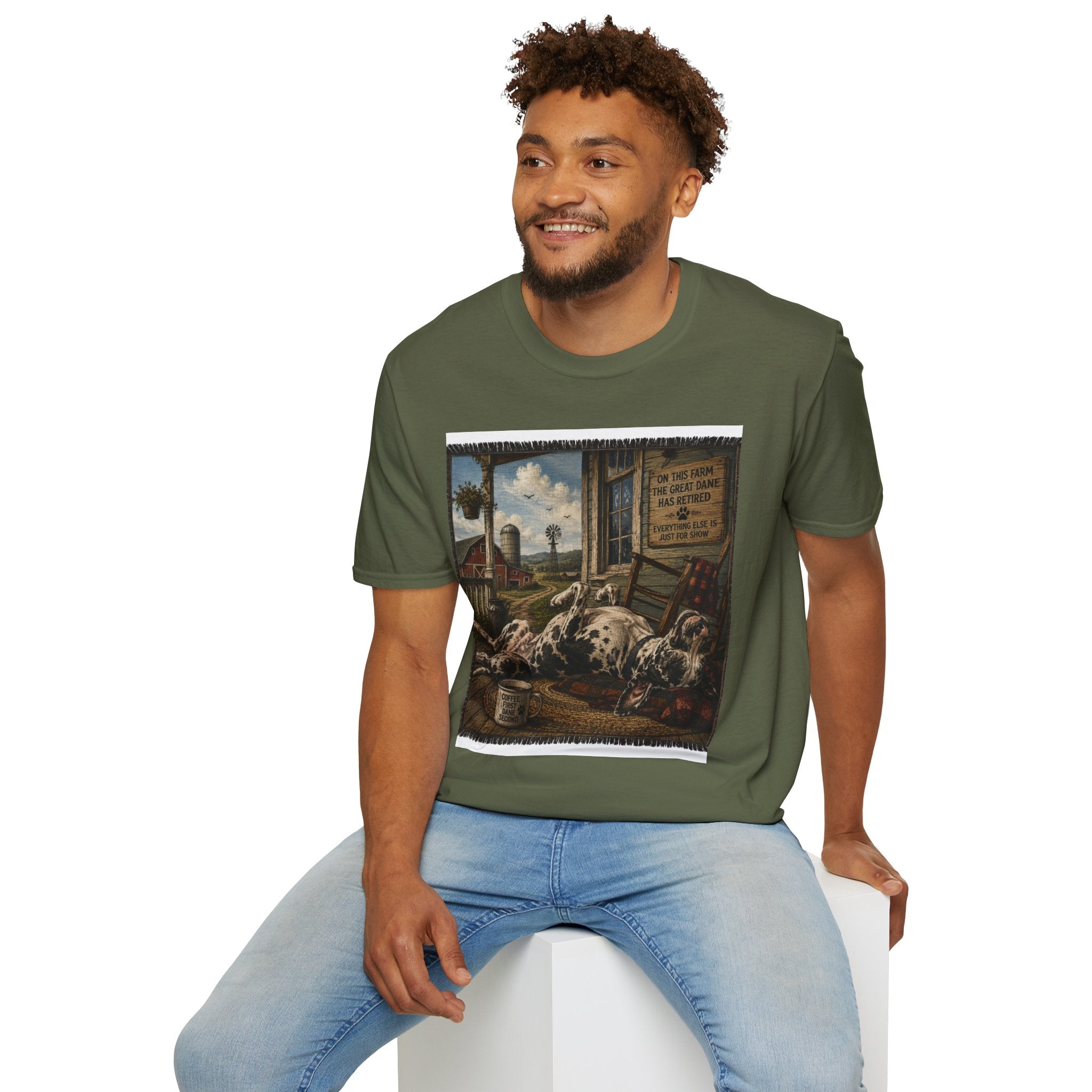 Great Dane Sleeping   Farmhouse Art T‑Shirt