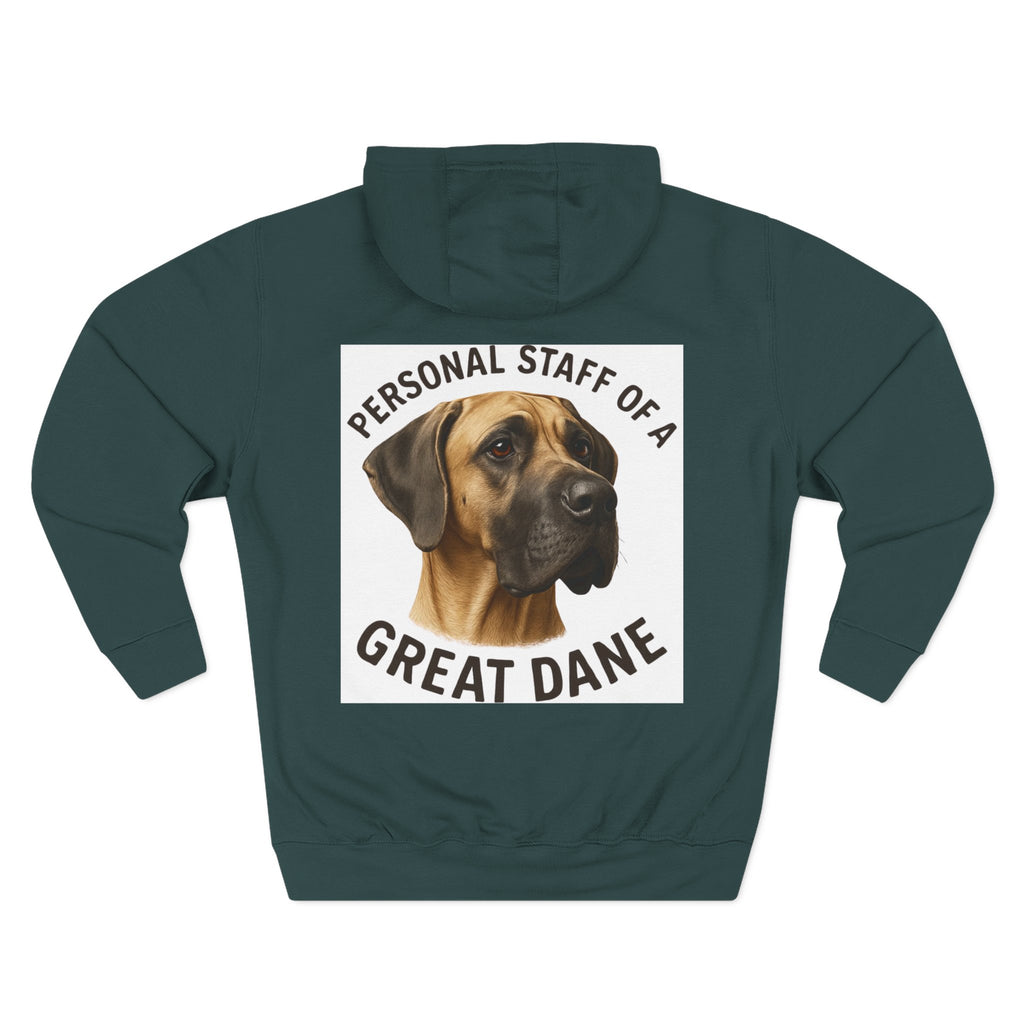 Great Dane Hoodie — "Personal Staff of a Great Dane" Fleece Pullover