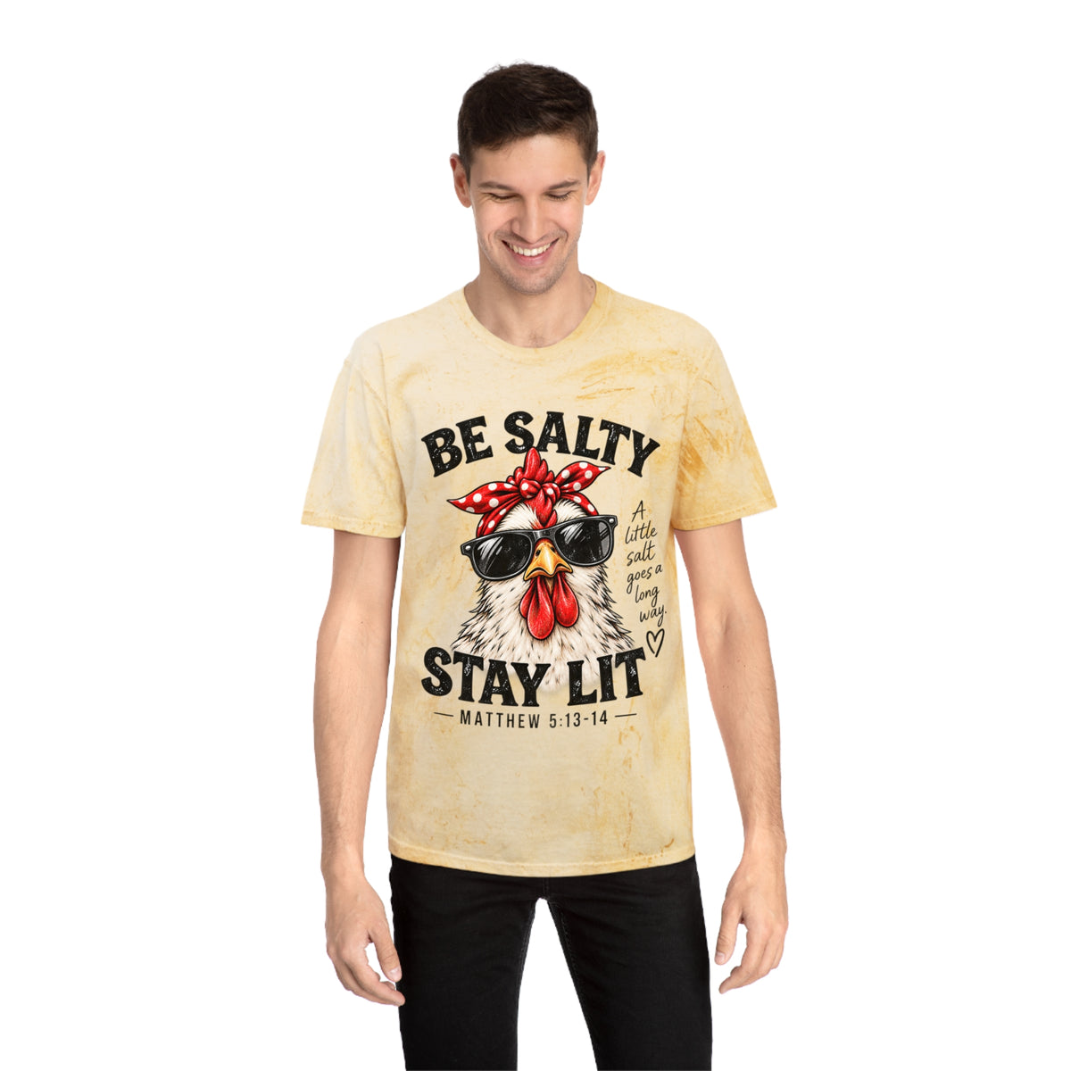 Be Salty Stay Lit Chicken Tee — Christian Faith Graphic T-Shirt