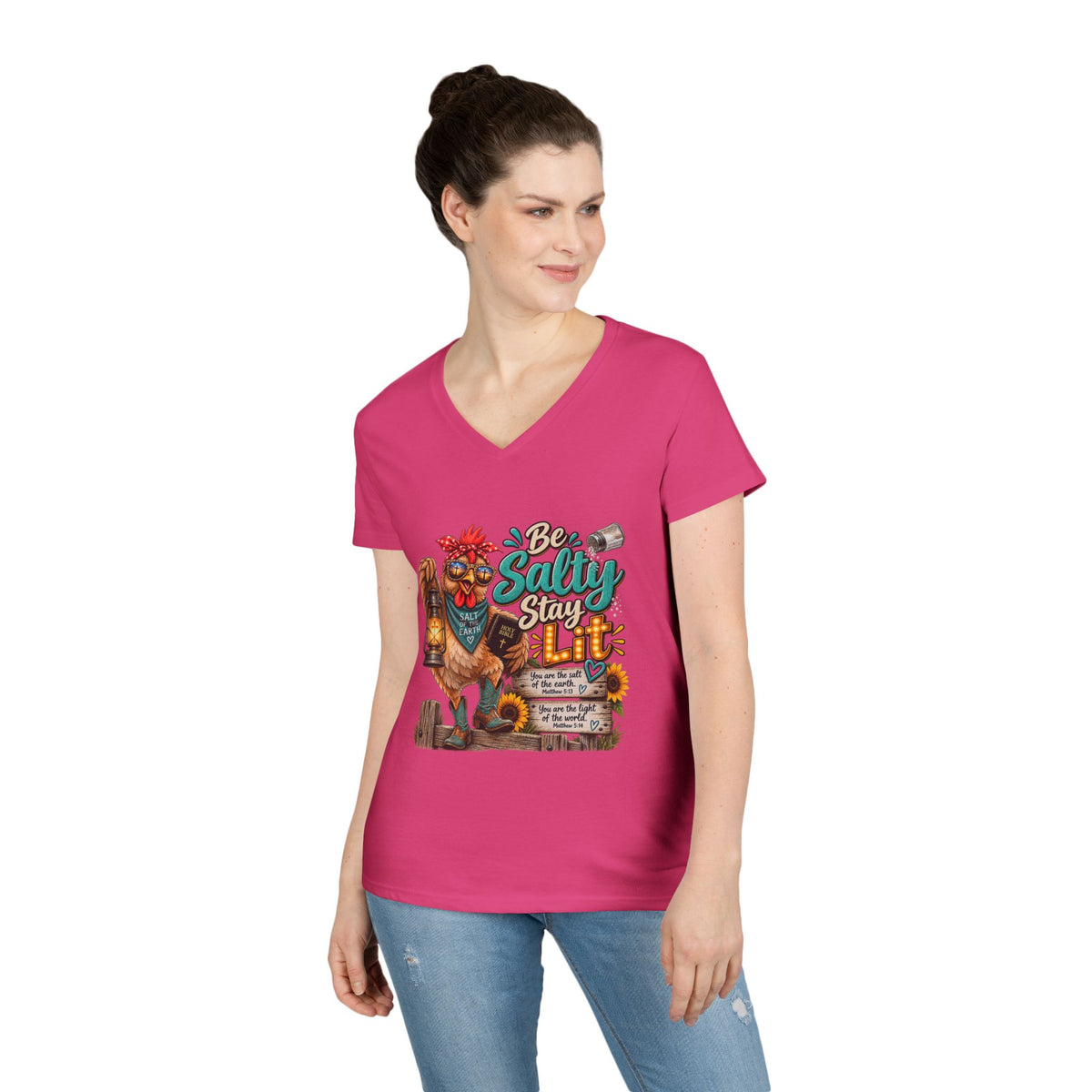 Be Salty Stay Lit Chicken V-Neck Tee