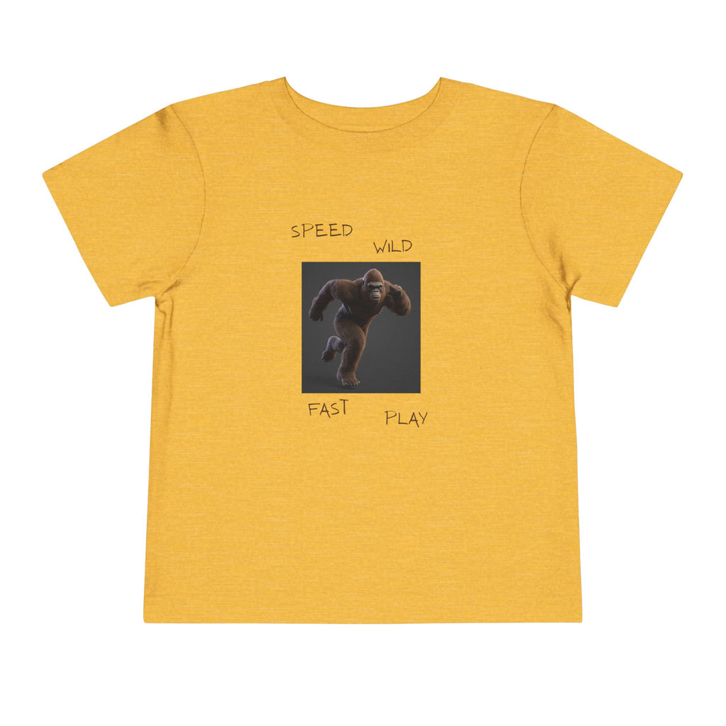 Toddler Tee — 'Speed Wild Fast Play' Running SasquatchGraphic