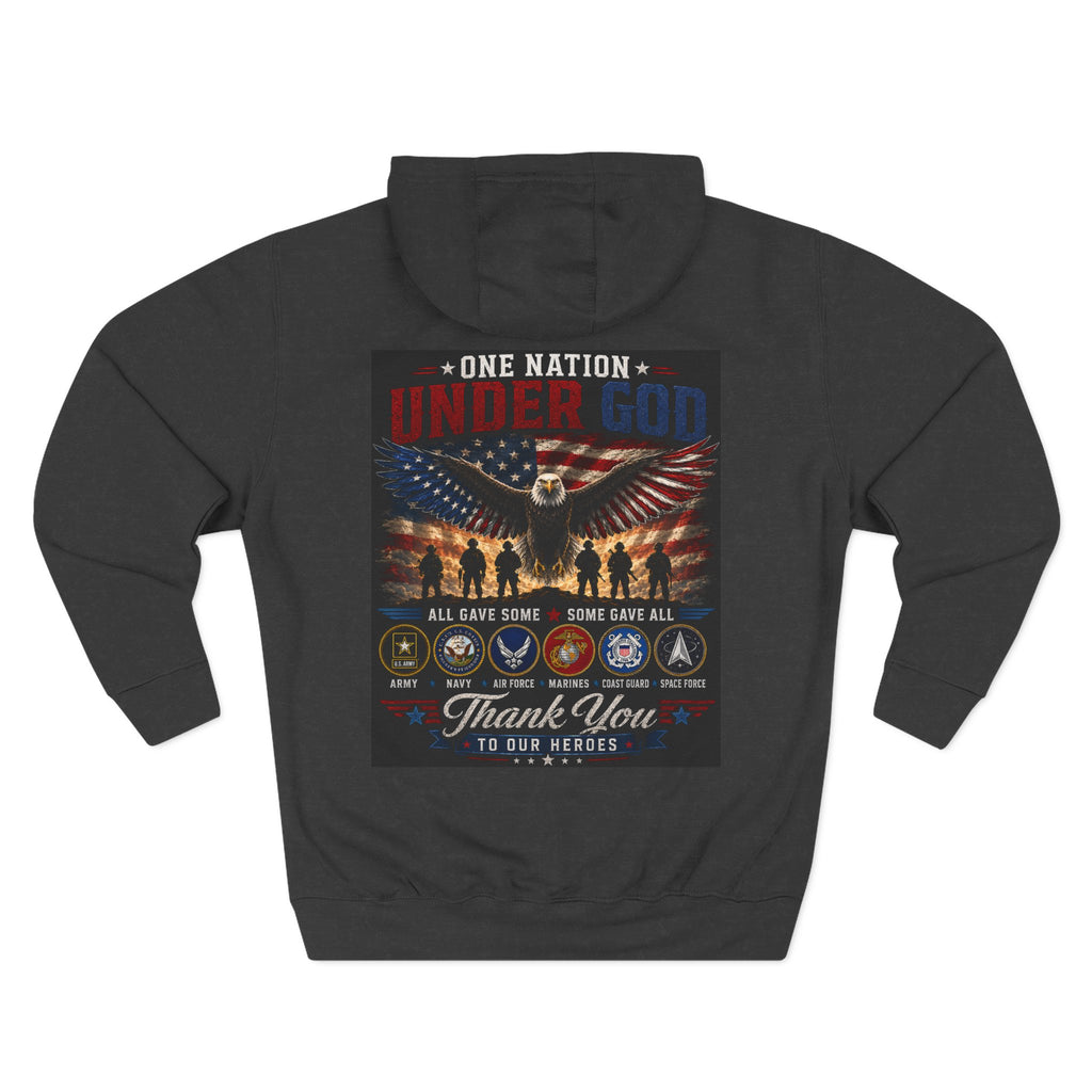 Military Tribute Hoodie — "One Nation Under God" Patriotic Fleece
