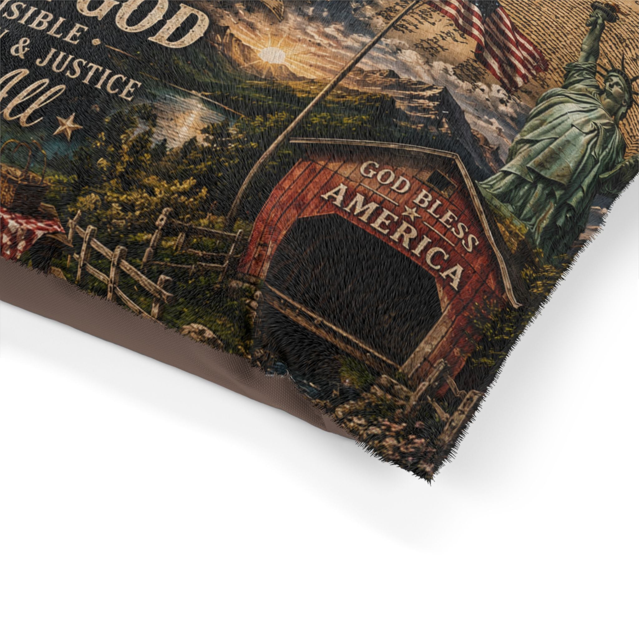 America 250 Patriotic Pet Bed — "One Nation Under God" 1776–2026 Memorial Cushion