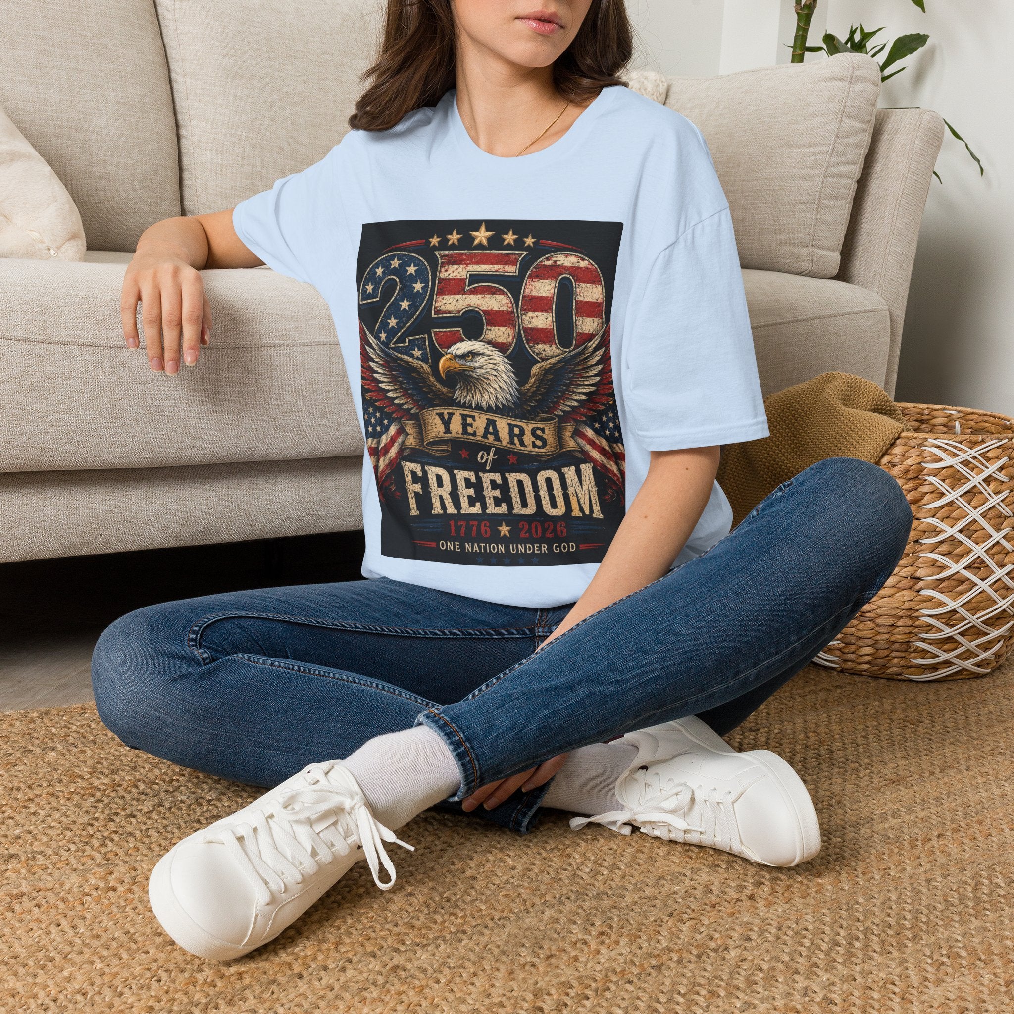 Patriotic 250 Years Freedom T-Shirt — American Flag Eagle Anniversary Tee