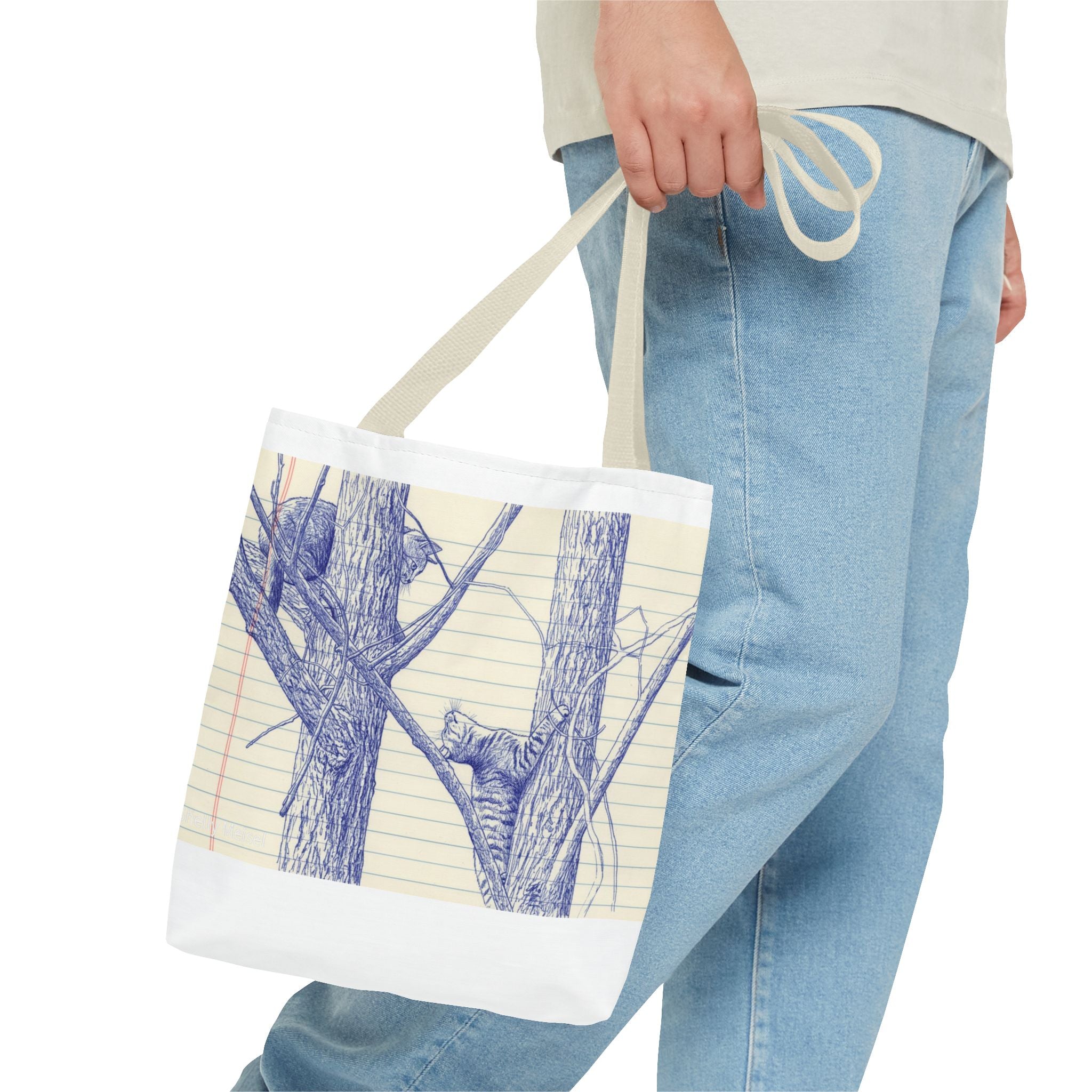 Ballpoint Sketch Cat Tote