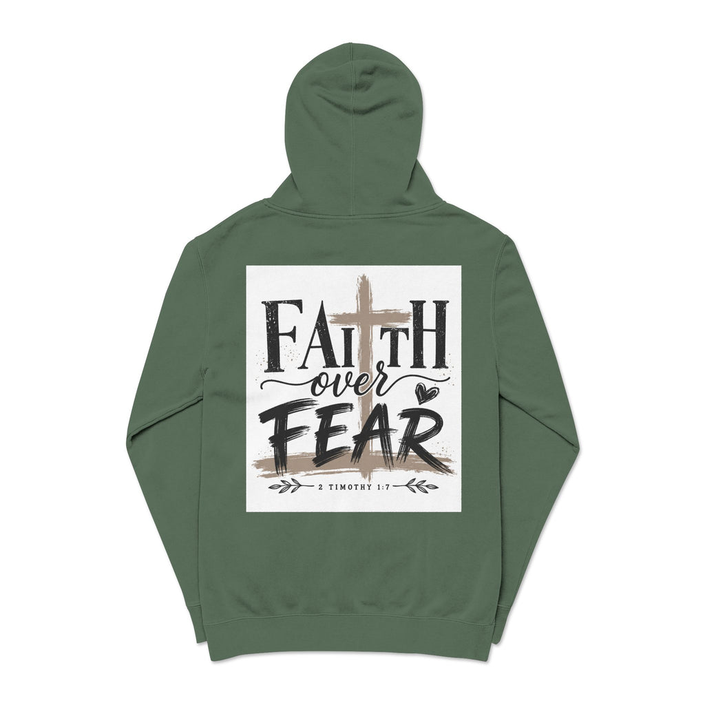 Faith Over Fear Hoodie — Pigment-Dyed Inspirational Pullover