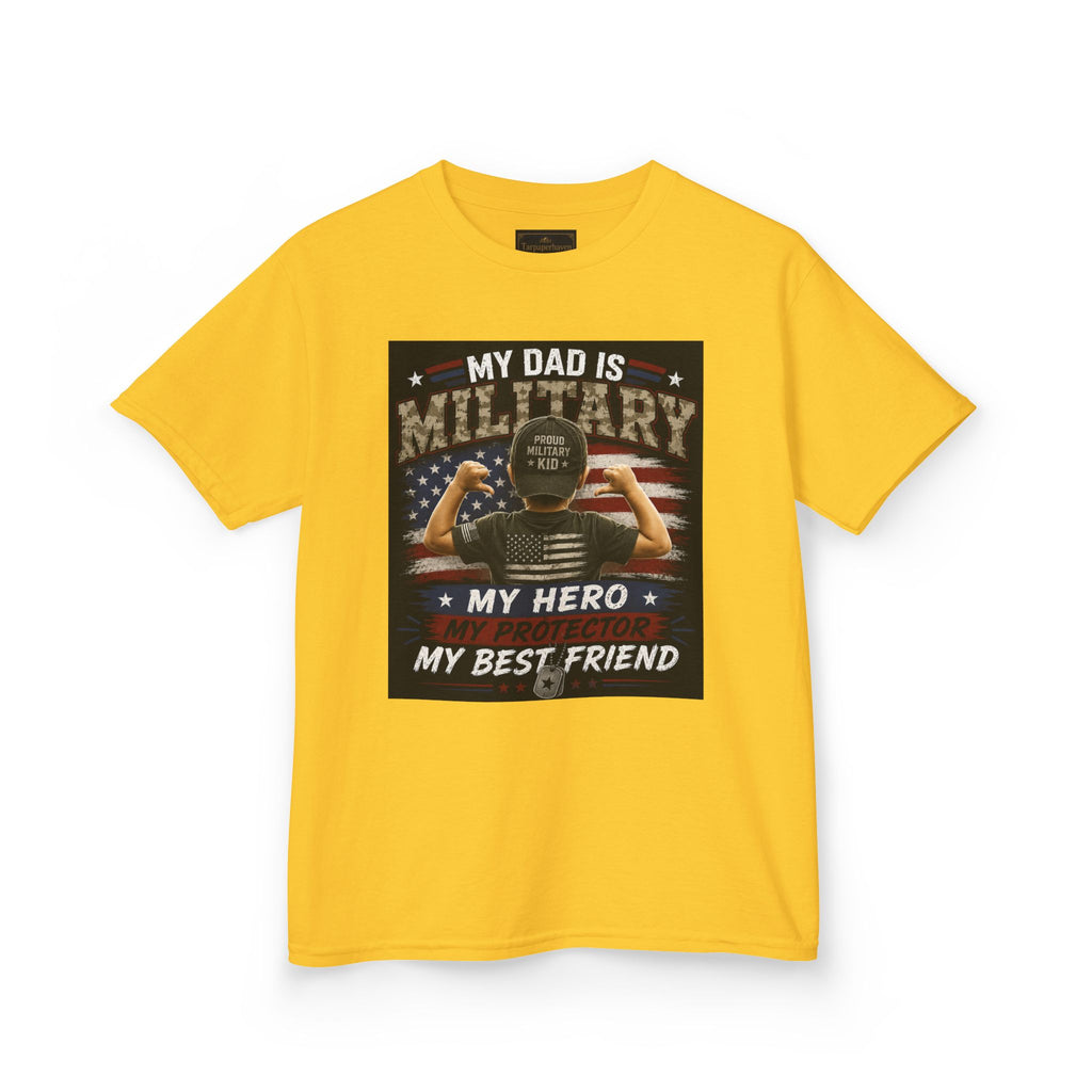 Kids Tee — "My Dad Is Military" Patriotic Hero Shirt