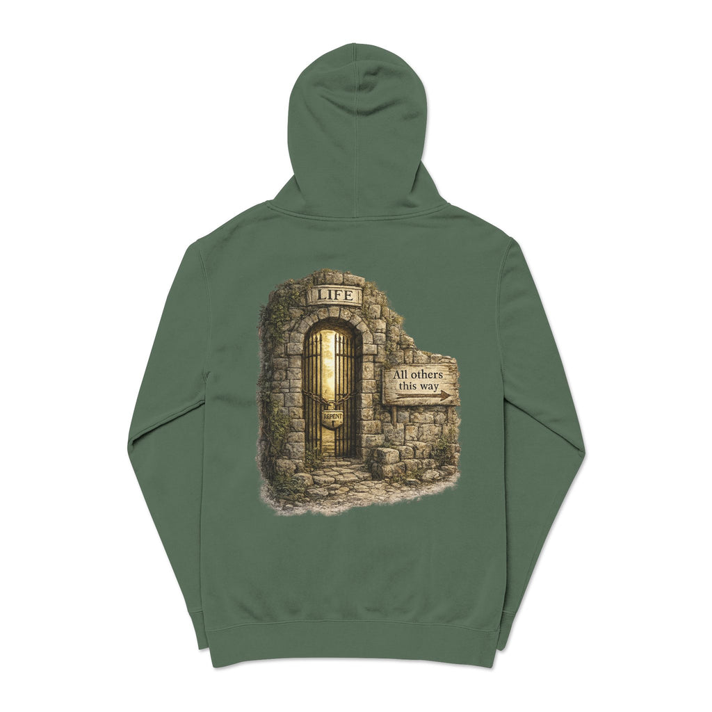 Faith Over Fear Hoodie — 'The Narrow Path Vintage Graphic Pigment-Dyed Hoodie