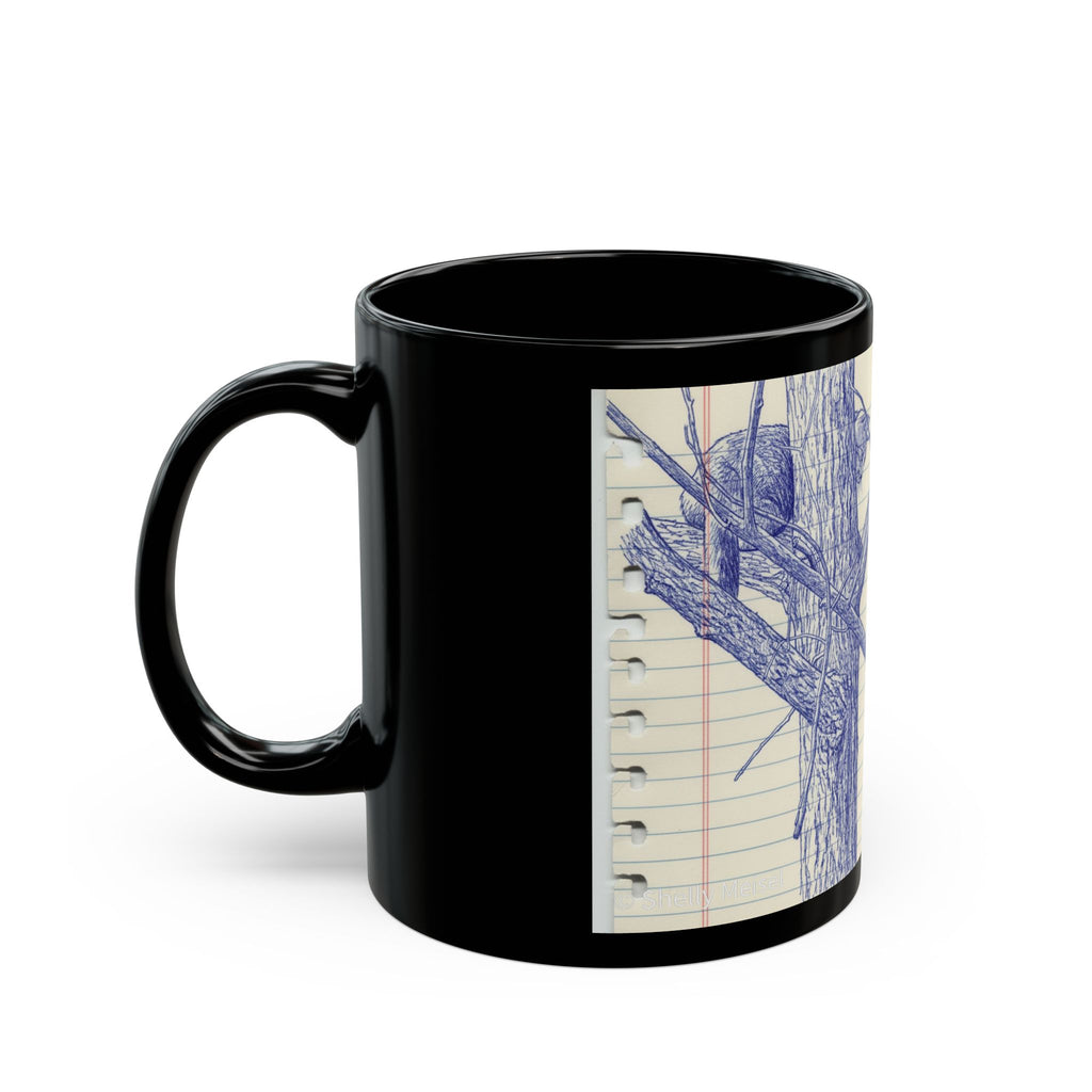 Hand-Drawn two cats  Tree Mug — Blue Sketch Notebook-Style Illustration (11oz/15oz)