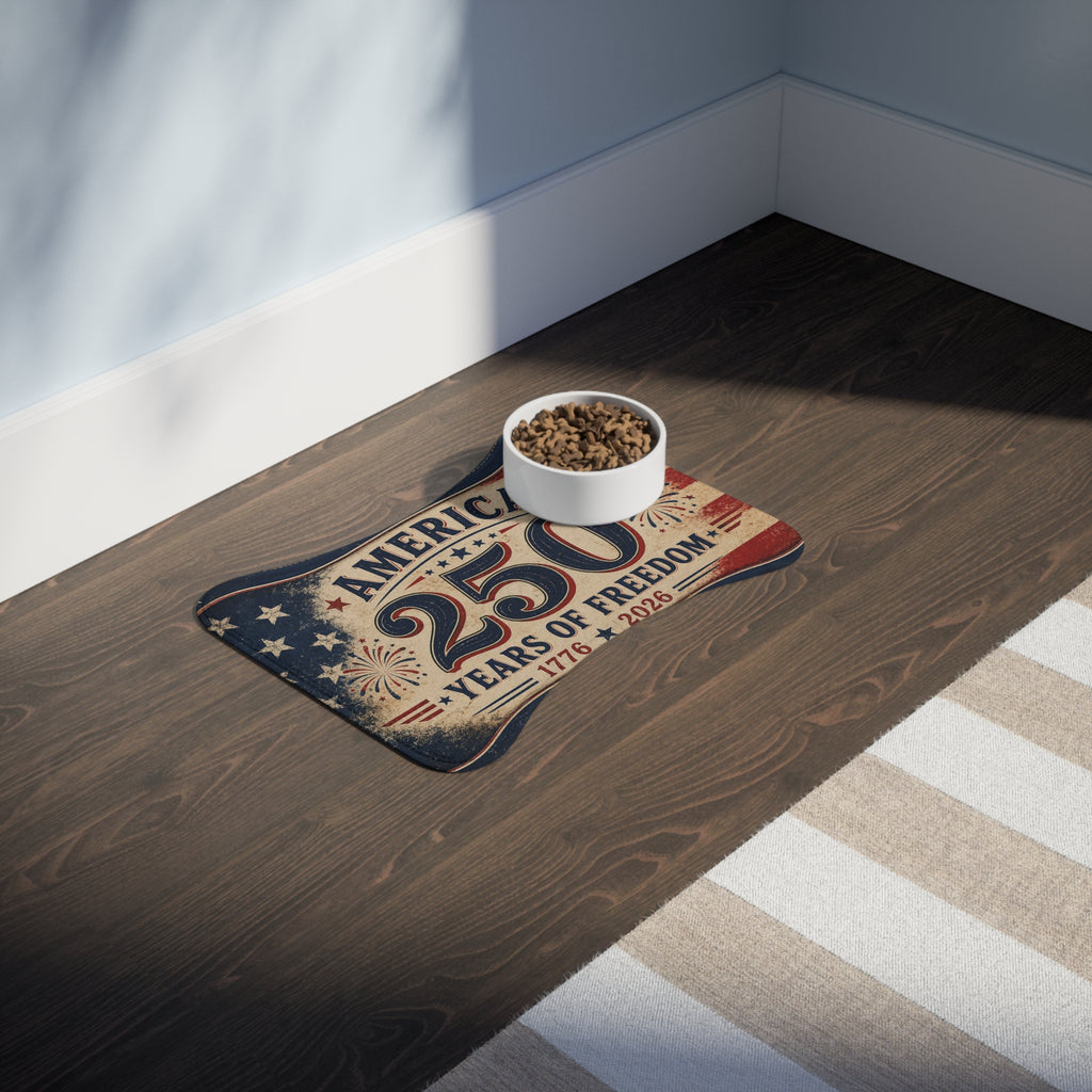 America 250 Years of Freedom 1776–2026 Patriotic Dog/Cat Bowl feeding Mat