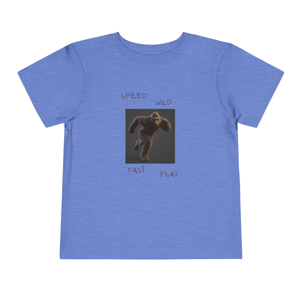 Toddler Tee — 'Speed Wild Fast Play' Running SasquatchGraphic