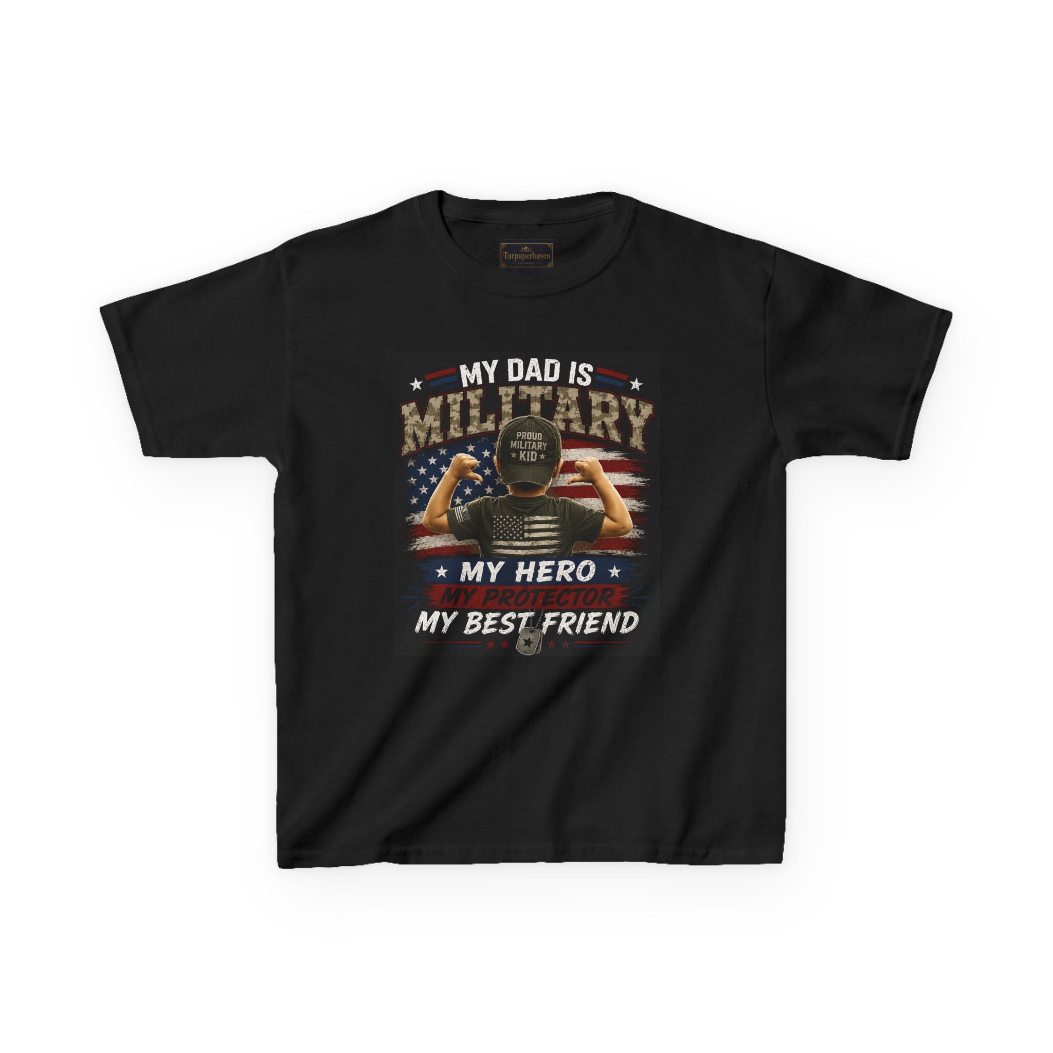 Kids Tee — "My Dad Is Military" Patriotic Hero Shirt