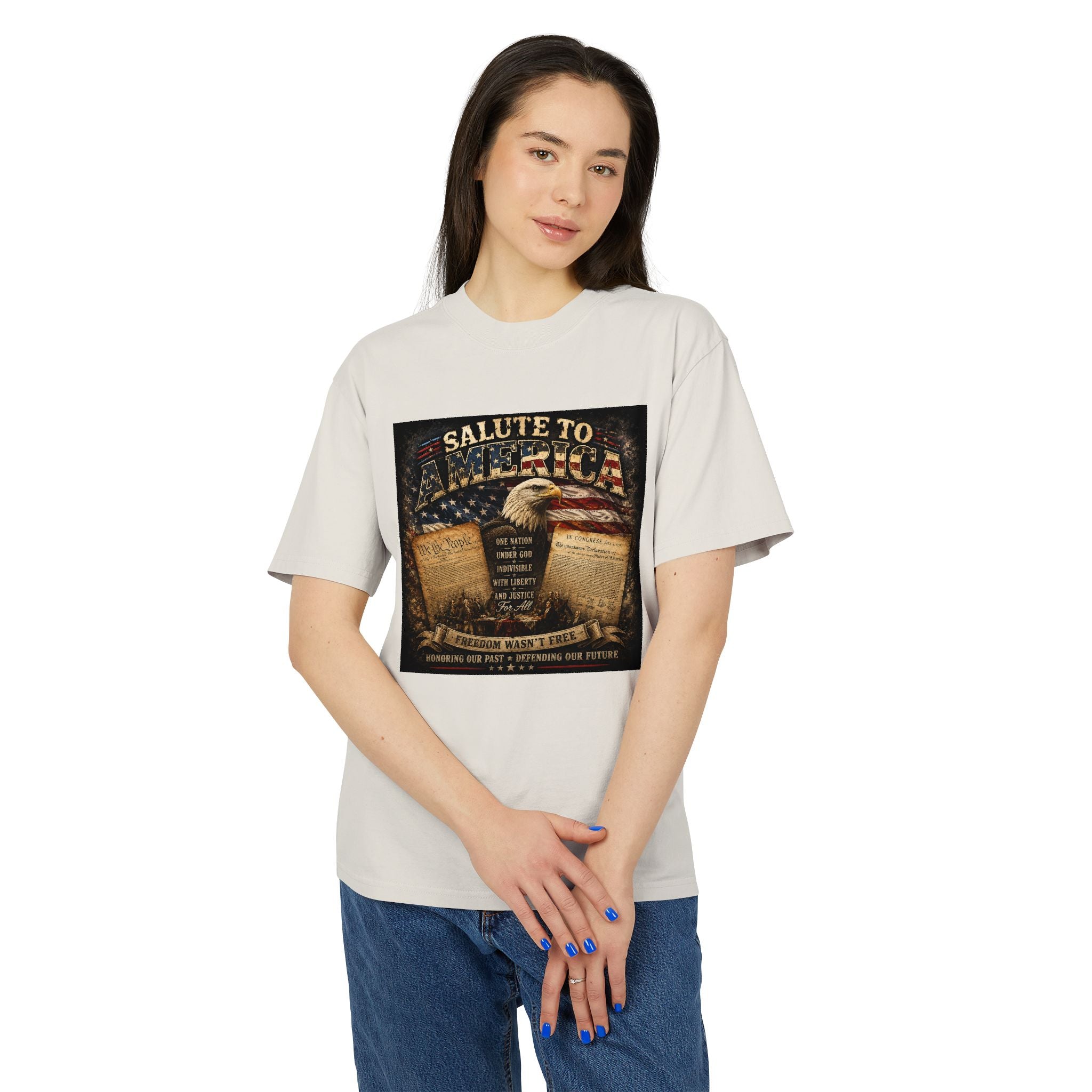 Salute to America T-Shirt — Patriotic Bald Eagle & Flag Memorial Tee