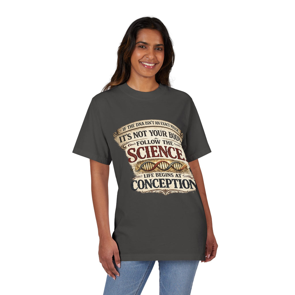 Pro-Life Science T-Shirt — "Follow the Science: Life Begins at Conception"