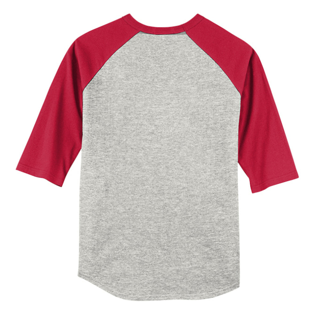 HEATHER GREY / RED - YT200 - BACK