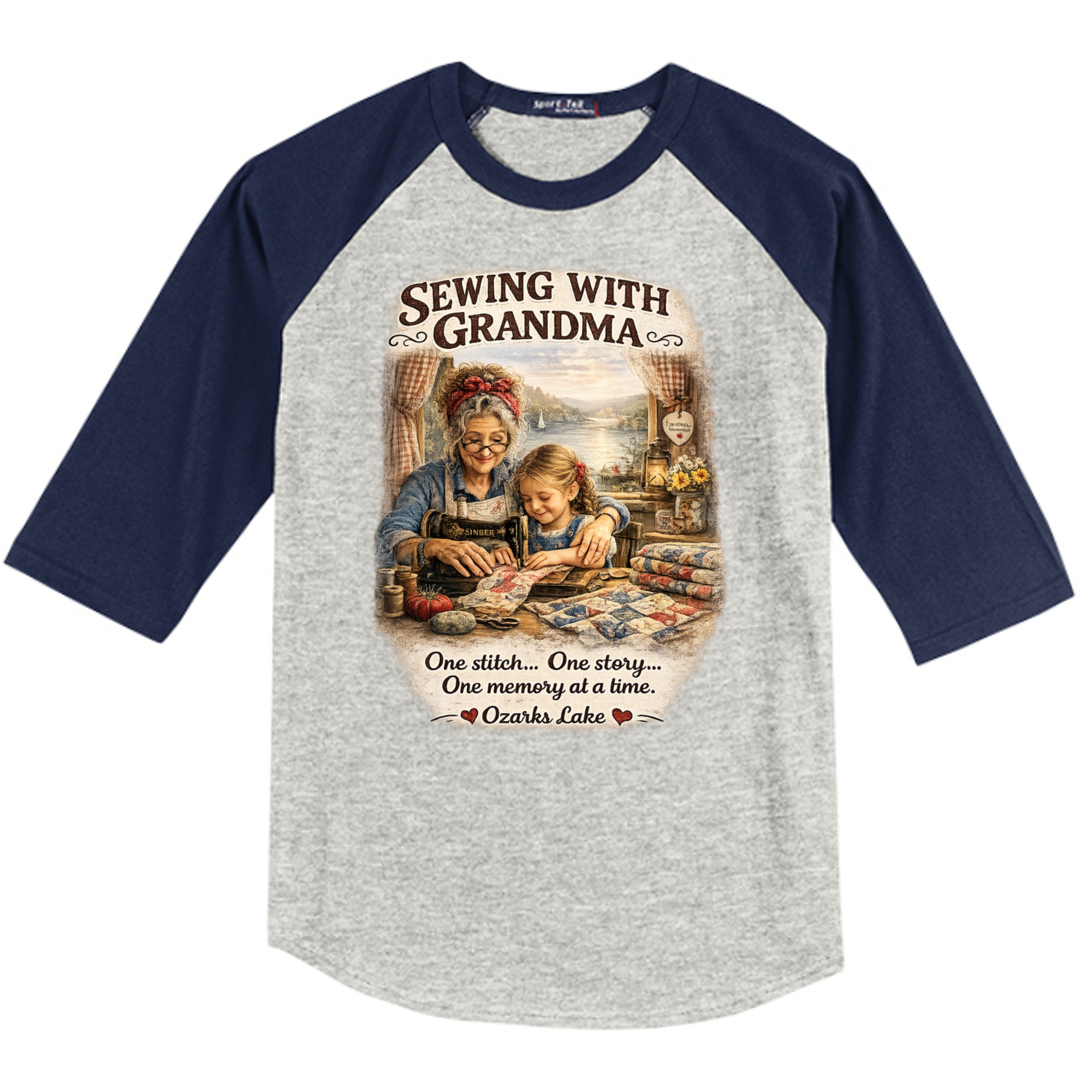 HEATHER GREY / NAVY - YT200 - FRONT